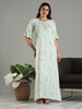 Green Rayon Nightdress with Floral Prints and 3/4 Sleeves