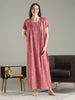 Pleated Alpine Floral Nighty for Women with Lace Neckline