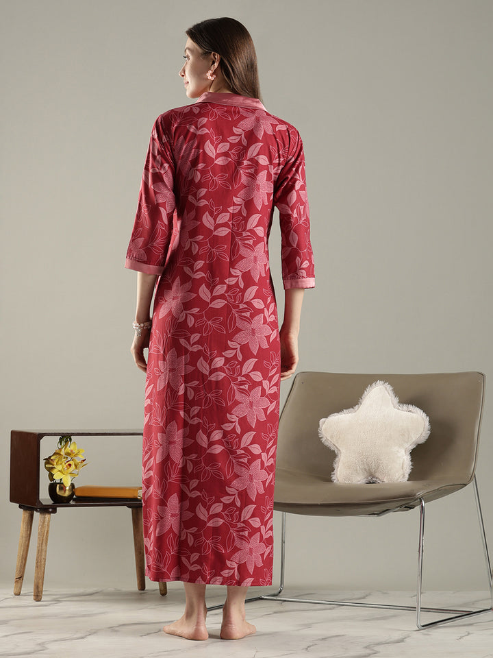 Floral Wrap Style House Coat for Women in Soft Viscose Blend