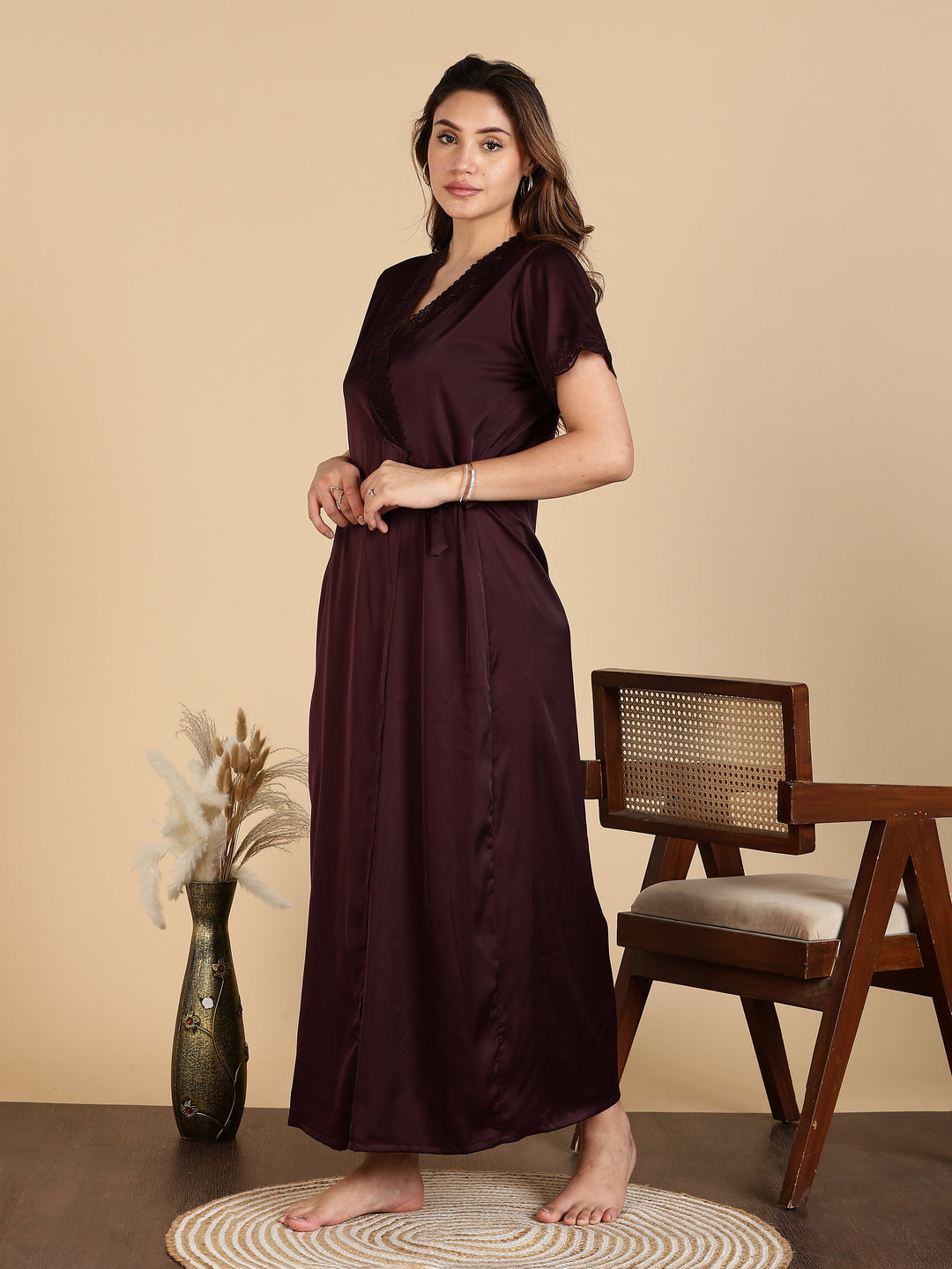 Chic Style Satin Bridal Nightwear Set for Women