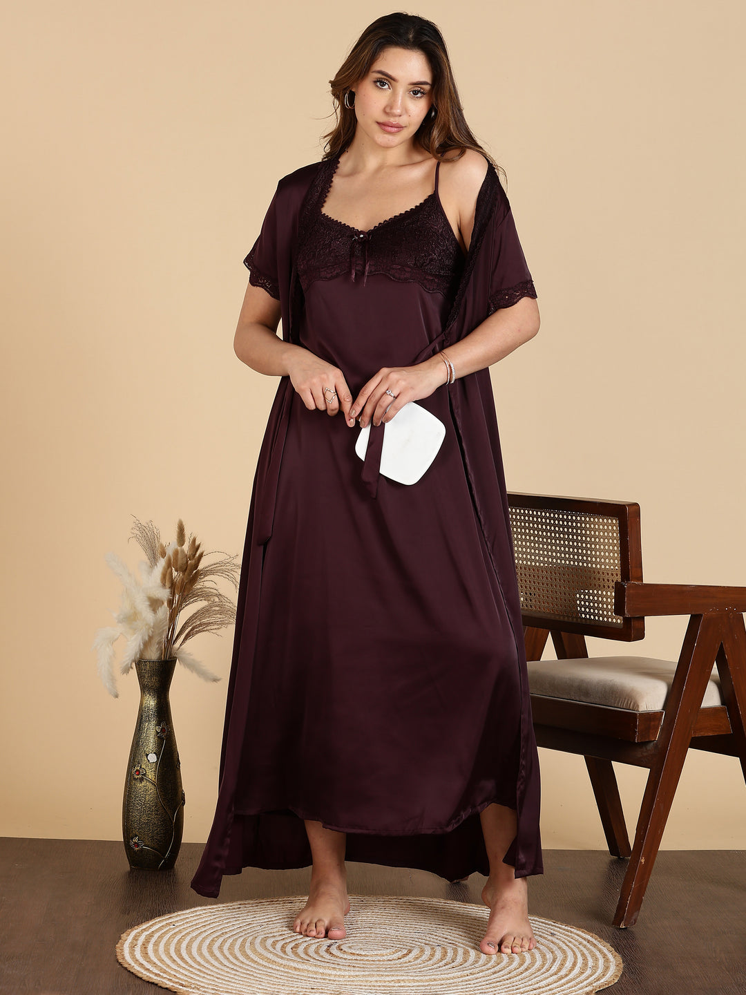 Chic Style Satin Bridal Nightwear Set for Women