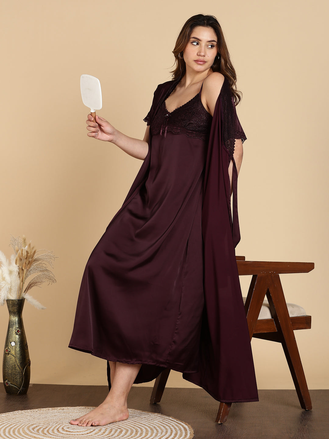 Chic Style Satin Bridal Nightwear Set for Women