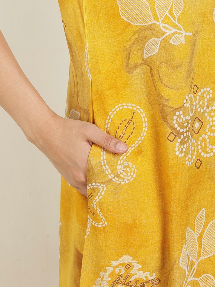 Bahaar Marigold Alpine Nightdress for Women A Line Fit