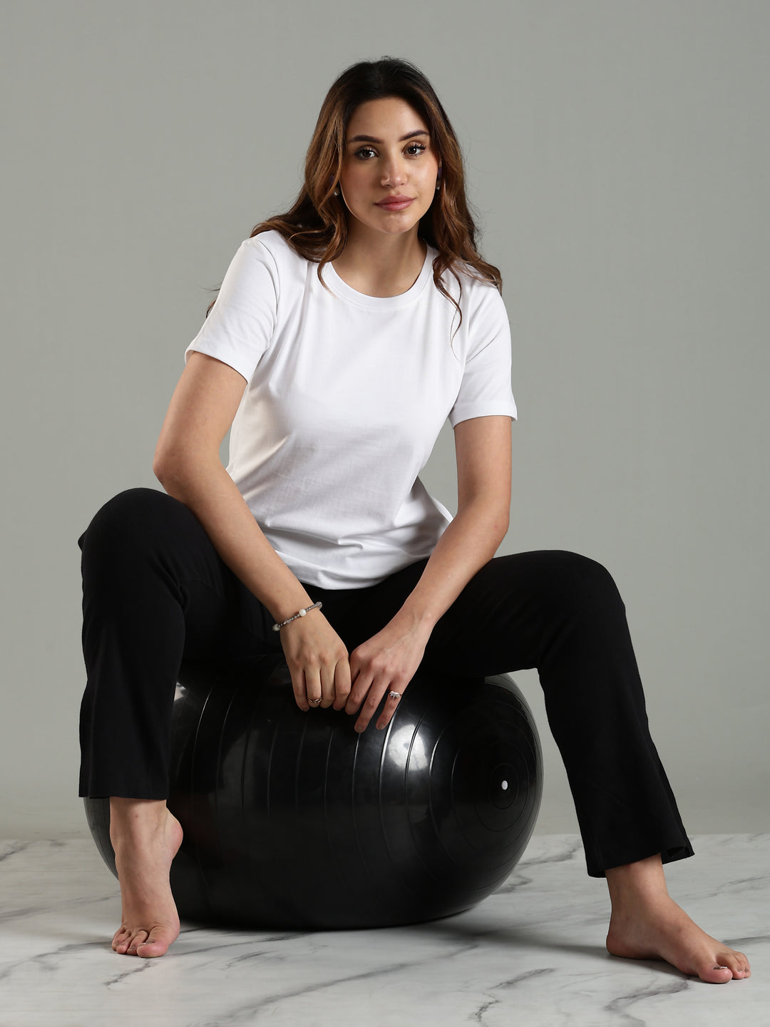 White Hip Covering Cotton T-Shirt for Women Lounge Wear