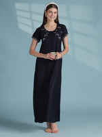 Relaxed Fit Alpine Nighty with Embroidered Sleeves
