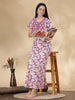 Pure Cotton Kantha Embroidered Nighty for Women in Mauve