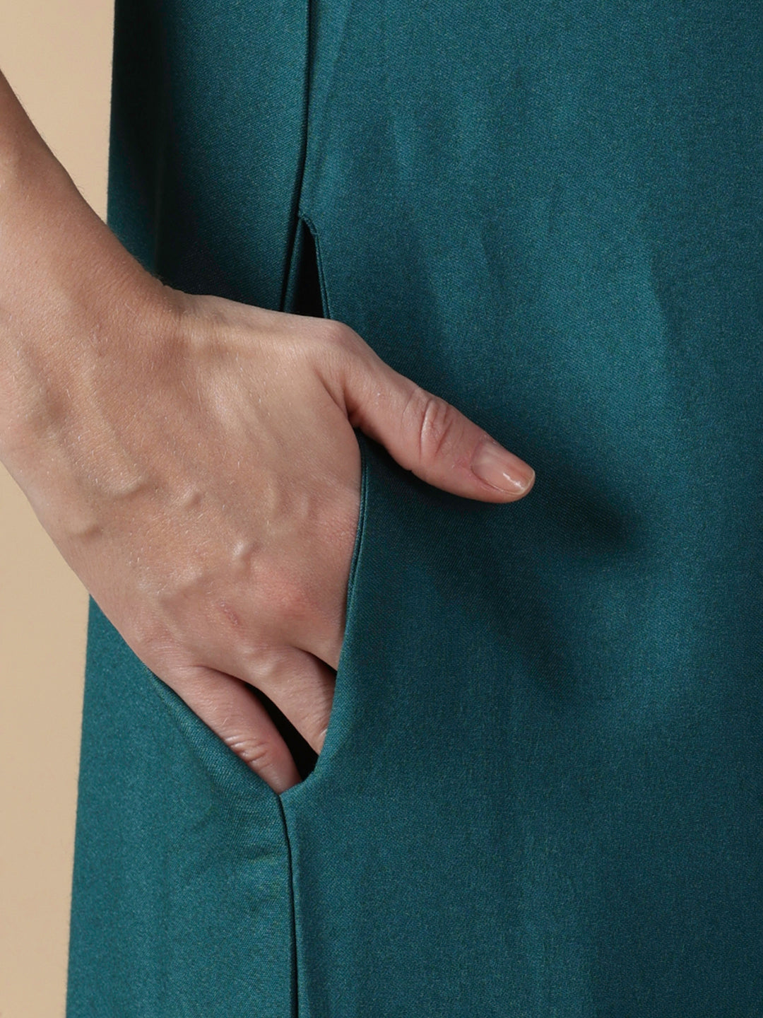 Raatrani Heritage Teal Alpine Embroidered A Line Nighty for Women