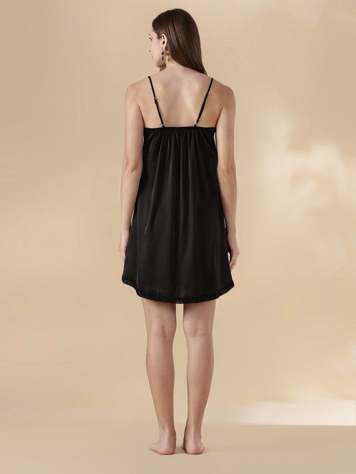 Satin Nighty Set for Women with Lace Slip and Long Robe