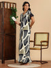 Rayon Abstract Olive Navy Nighty with Buttoned Yoke and Pocket