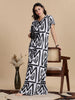 Abstract Printed Hosiery Cotton Nighty for Women Smoky Abstract