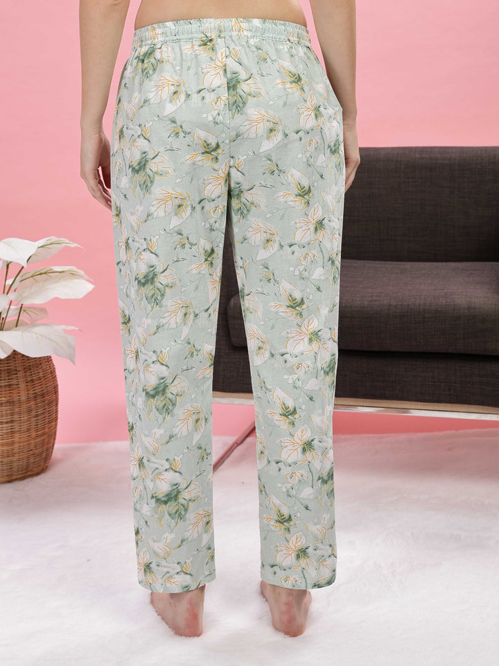 Pastel Green Cotton Pyjama Set for Women