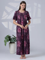 Noor Mulberry Floral Detail Alpine Nighty for Women