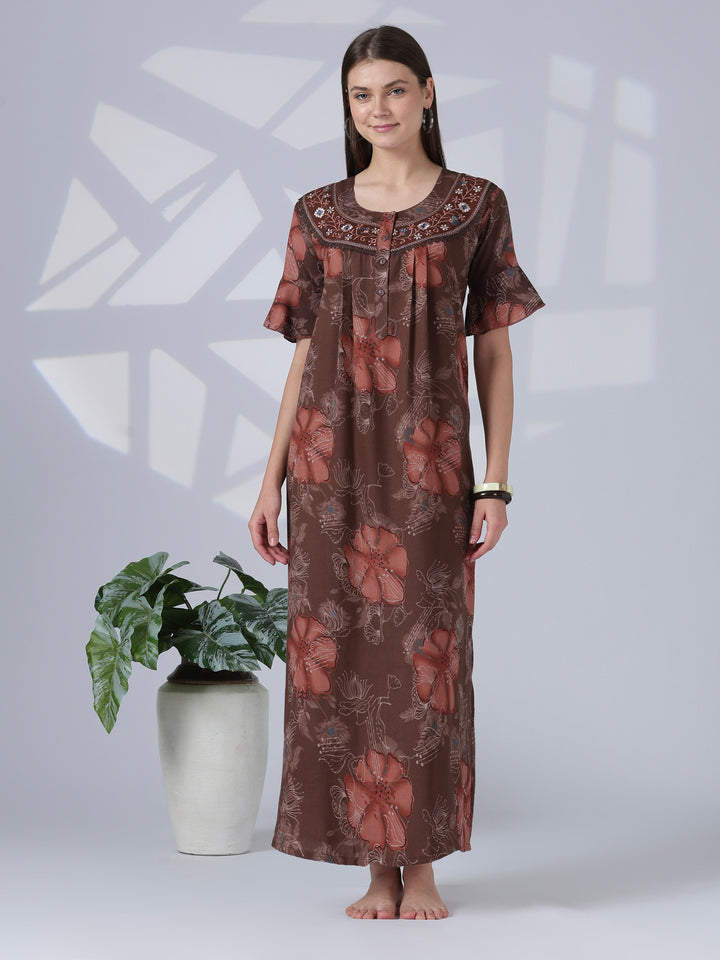 Noor Rosewood Feminine Finish Alpine Nighty for Women