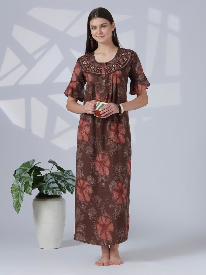 Noor Rosewood Feminine Finish Alpine Nighty for Women