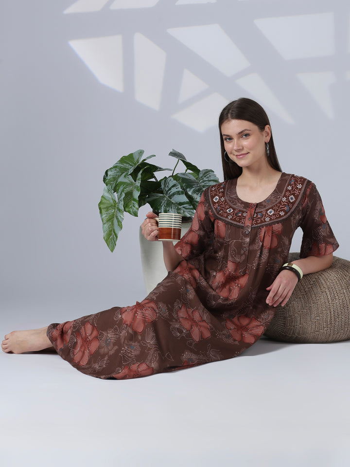 Noor Rosewood Feminine Finish Alpine Nighty for Women