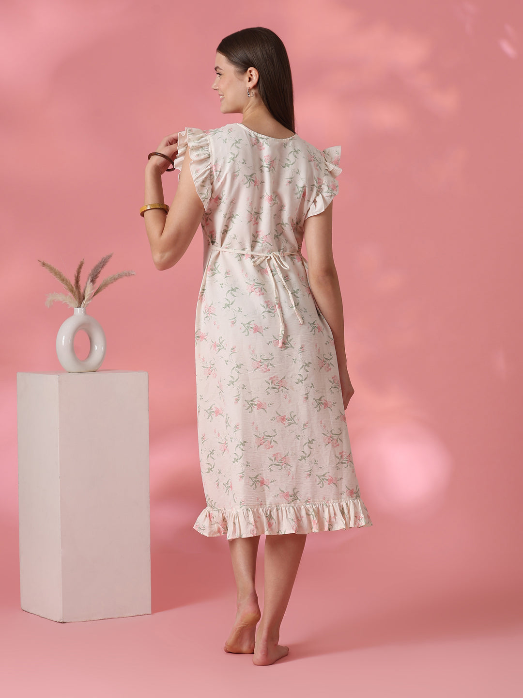 Easy Elegance Floral Short Frock Style Nightdress for Women