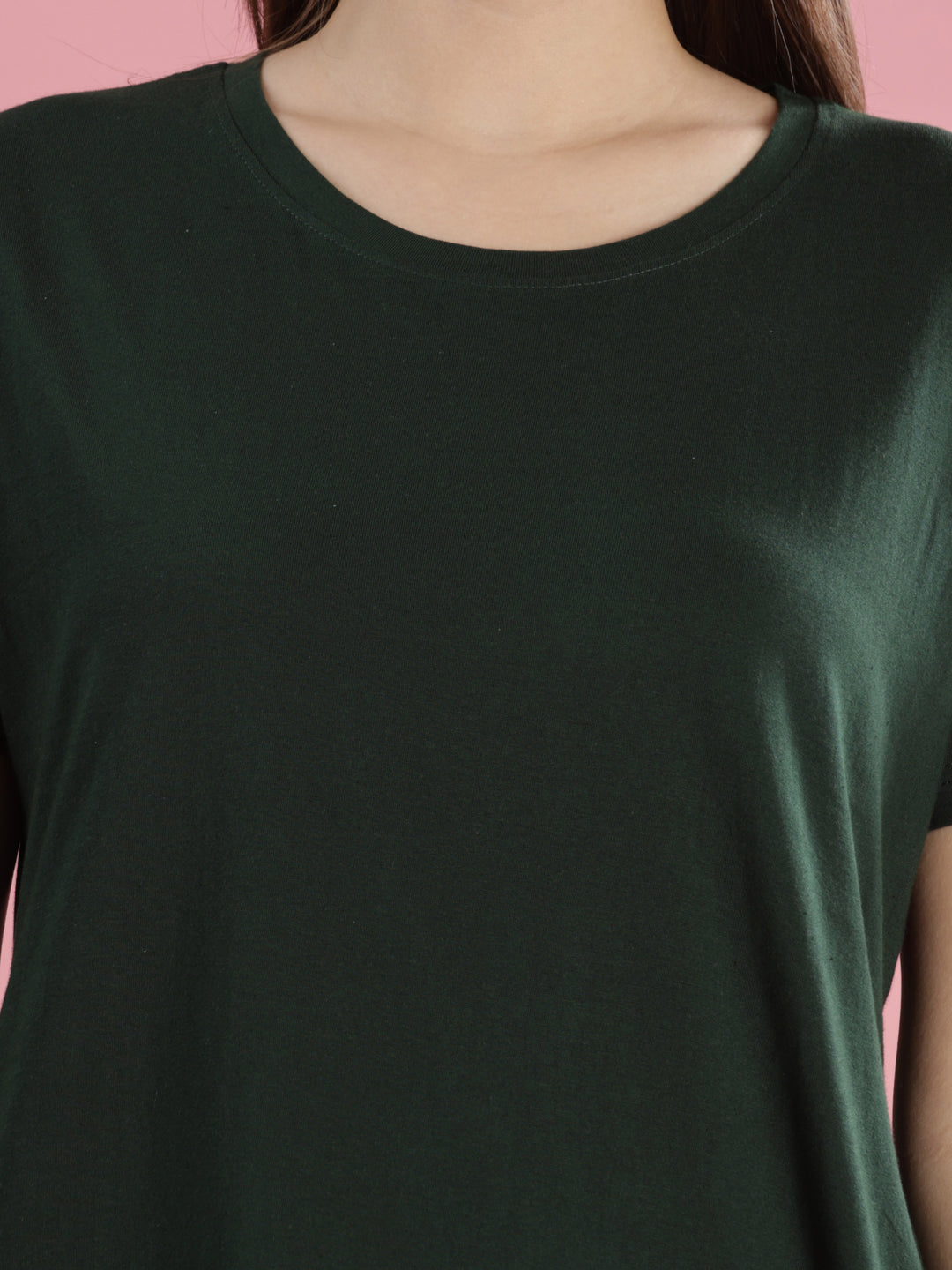 Casual Chic Green Cotton Long T-Shirt for Women