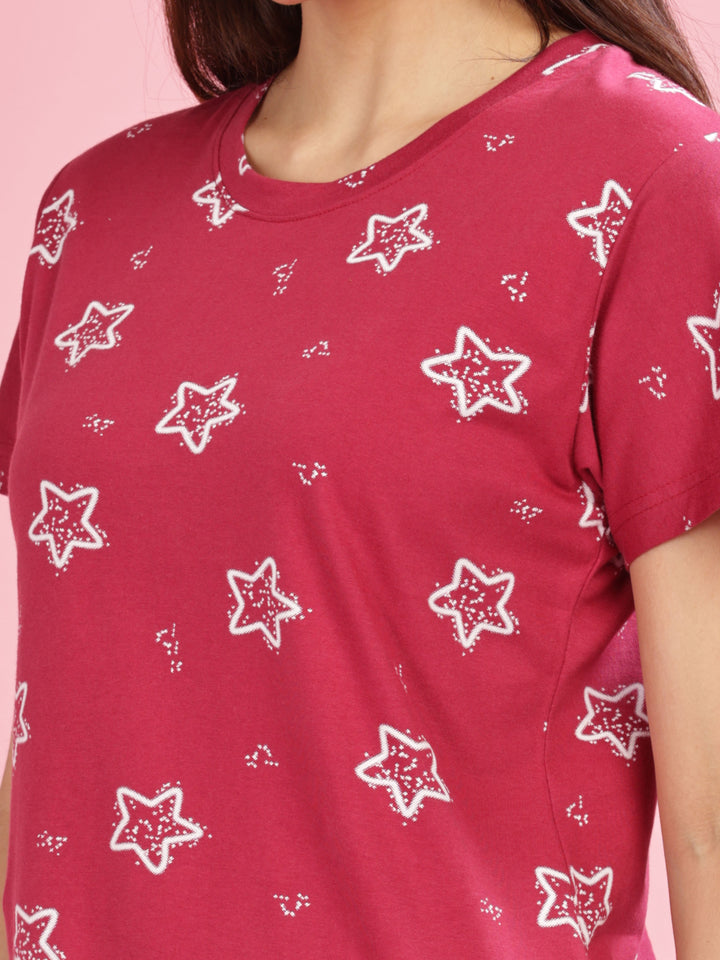 Relaxing Red Plus Size Short Nighty Cotton for Women