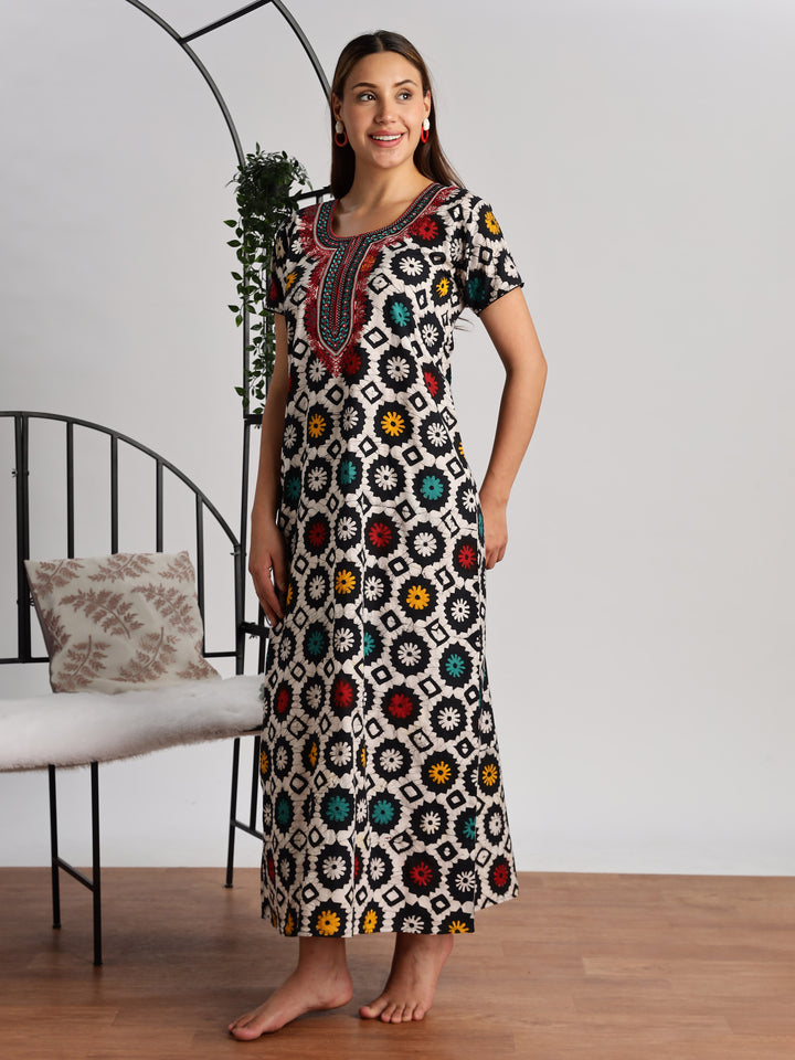 Batik Print Pure Cotton Nighty for Women