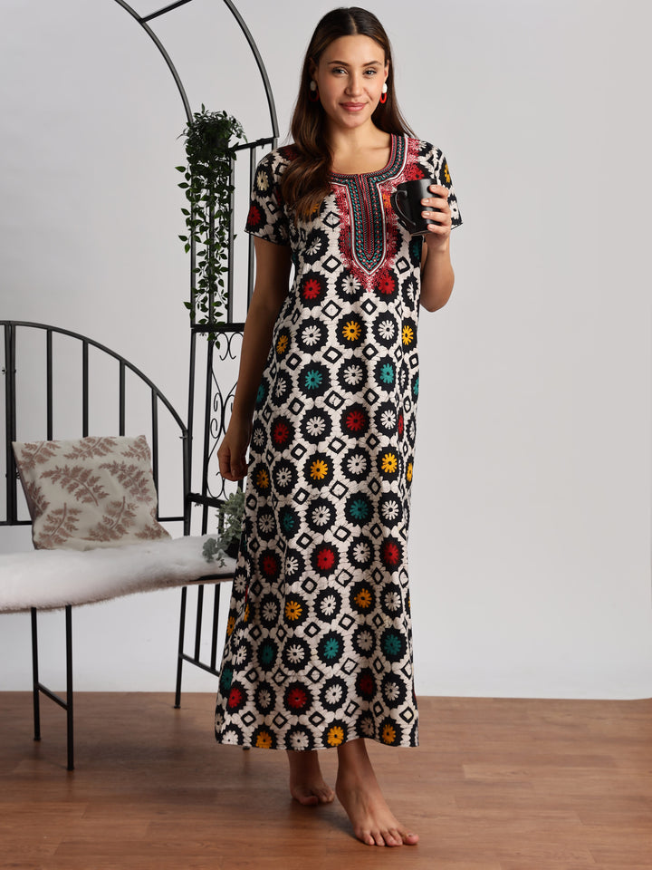 Batik Print Pure Cotton Nighty for Women