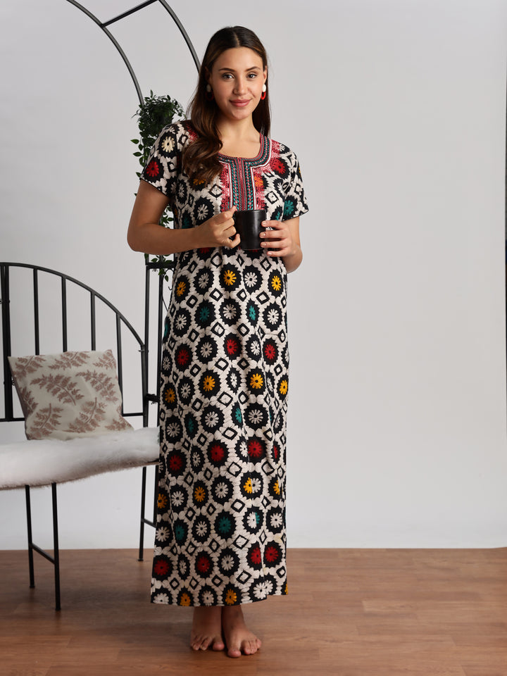 Batik Print Pure Cotton Nighty for Women