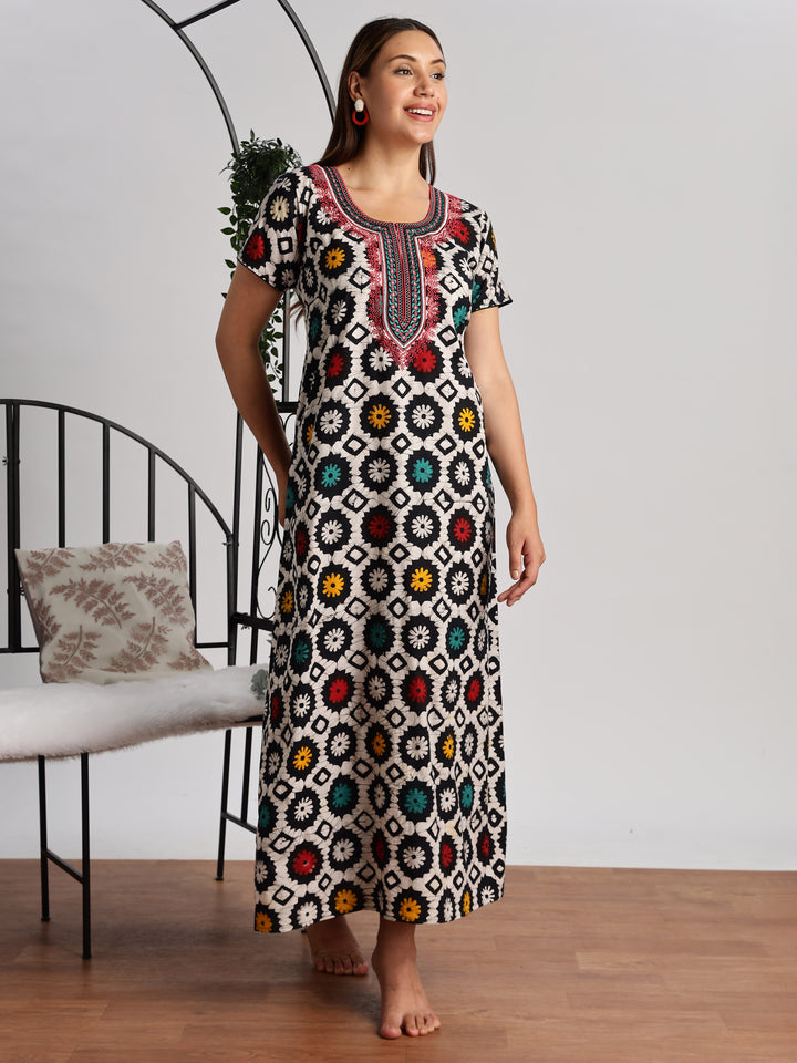 Batik Print Pure Cotton Nighty for Women