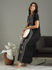 Black Alpine Designer Nighty for Women with Floral Print Detailing