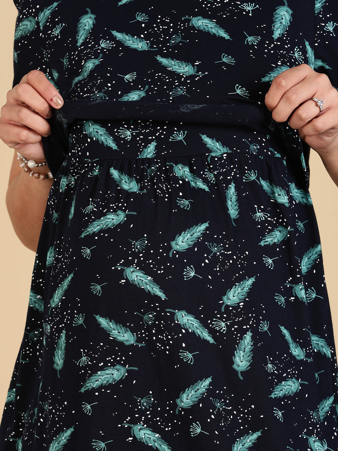 Black Comfortable Zipless Maternity Feeding Nighty for Women