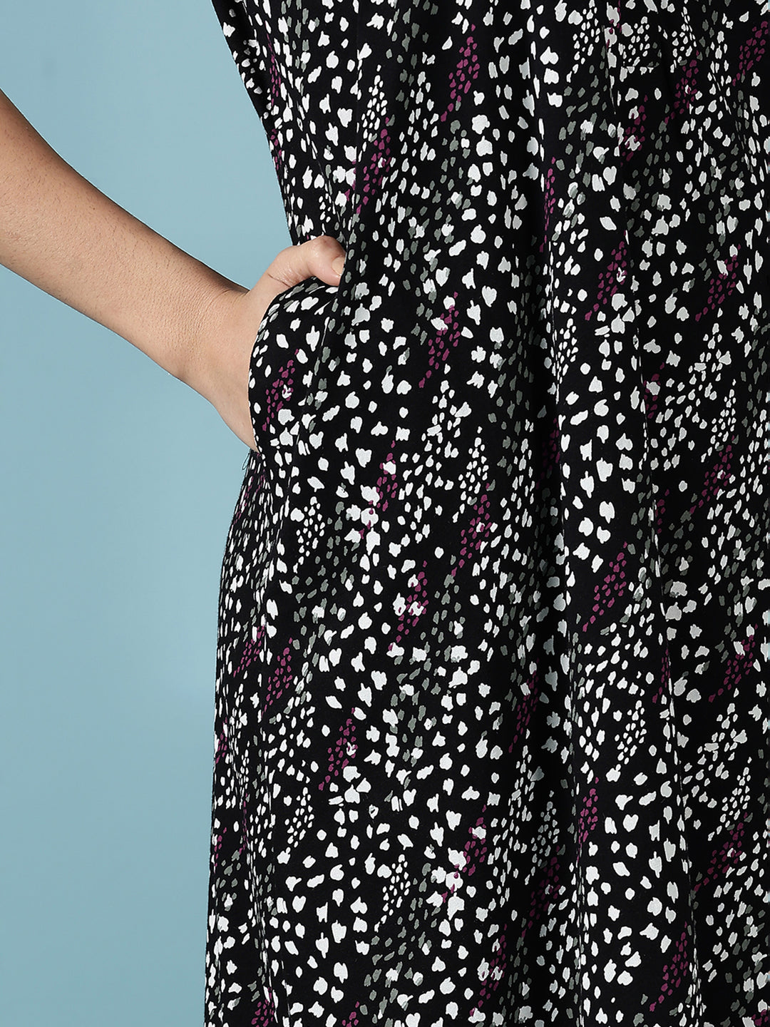 Black Hosiery Cotton Ladies Nighty Dress for Women