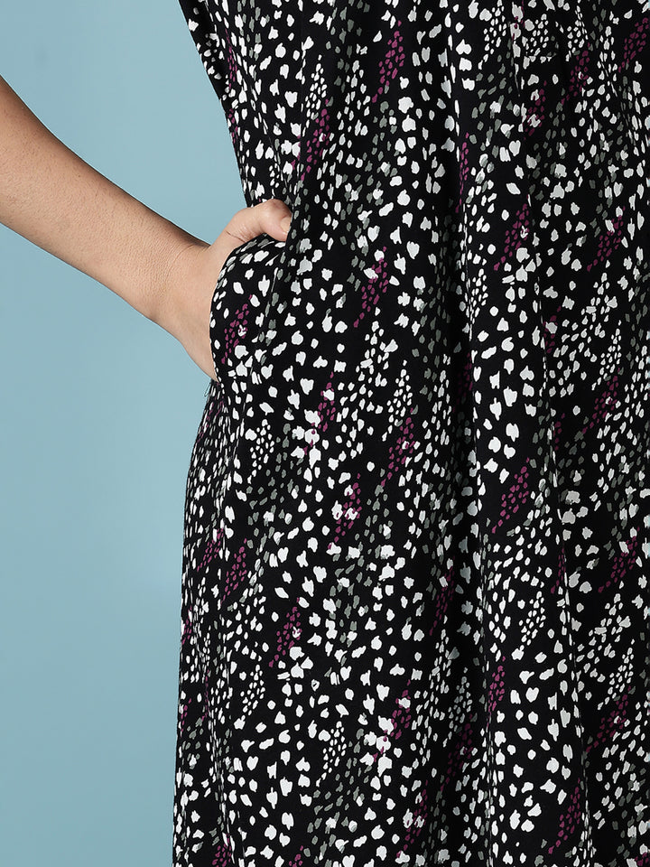 Black Hosiery Cotton Ladies Nighty Dress for Women