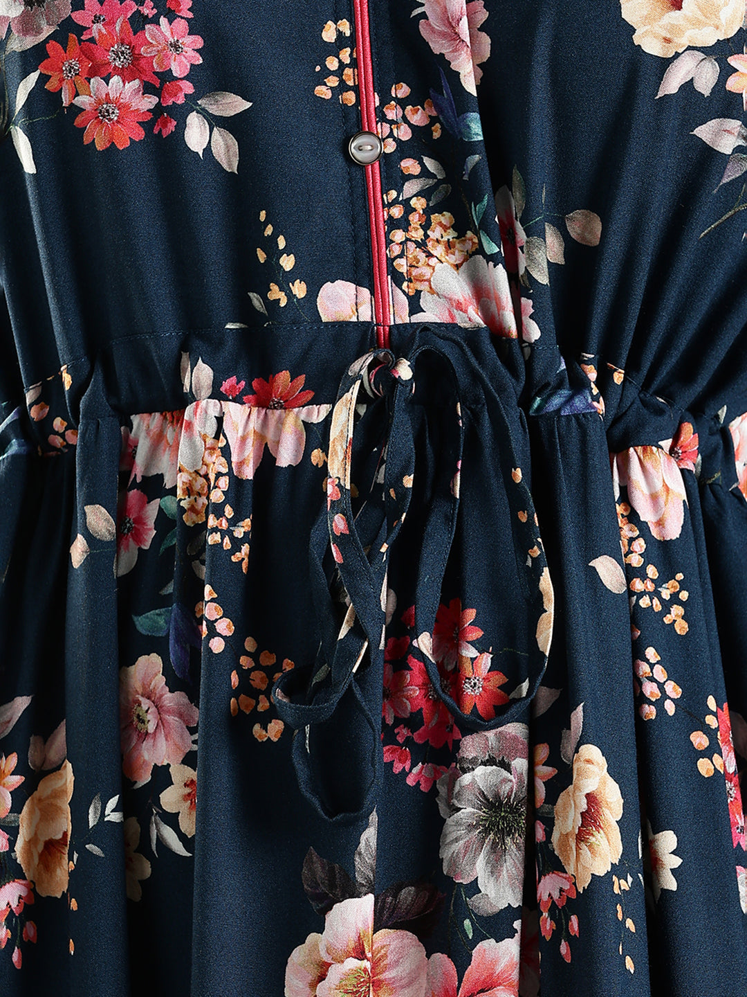 Blue Floral Premium Rayon Frock Style Nighty for Women