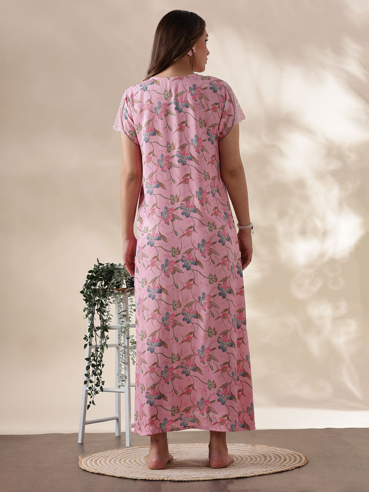Nightwear for Women in Blush Pink with Soft Floral Print