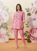 Lace Pink Cotton Pajama Set For Women