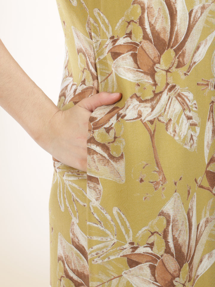 Blush Yellow Branded Sleeveless Nighty for Women