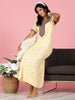 Butter Yellow Alpine Embroidered A-Line Nighty with Pocket