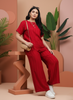 Rayon Round Neck Co-ord Sets Dark Red