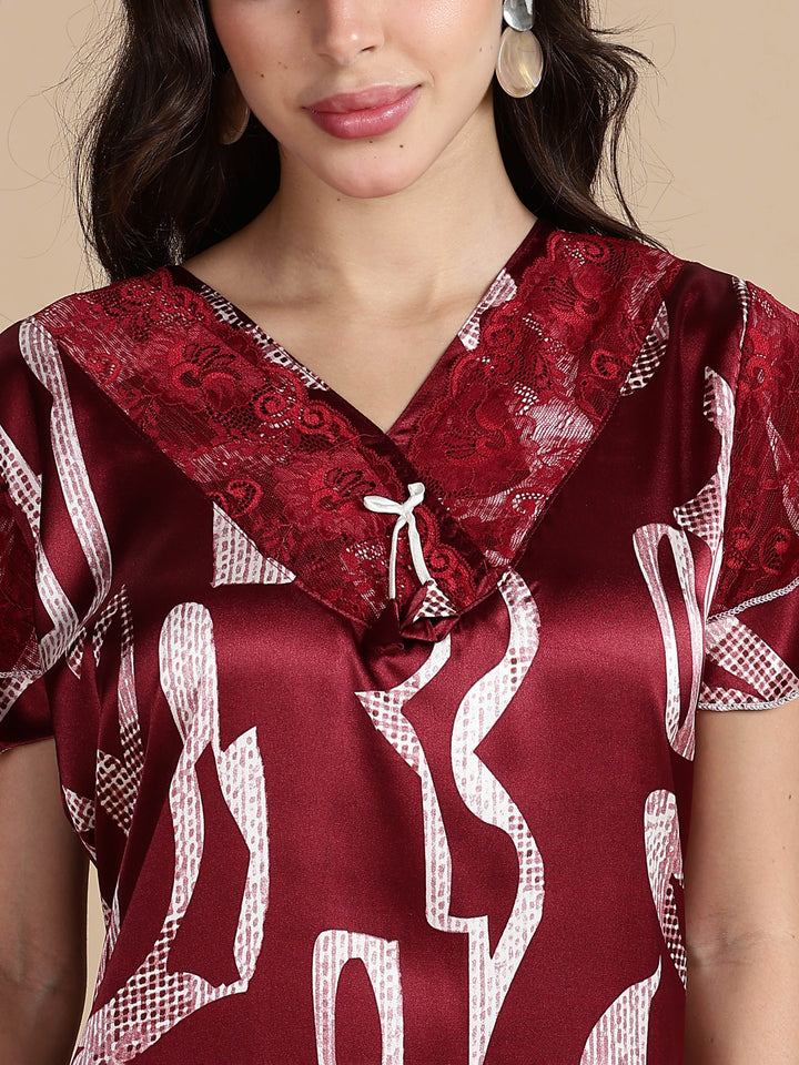 Cherry Mocha Premium Satin Nighty for Women