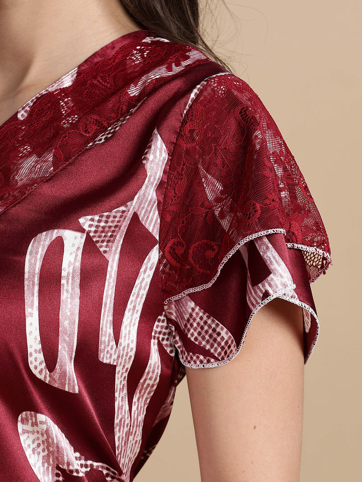 Cherry Mocha Premium Satin Nighty for Women