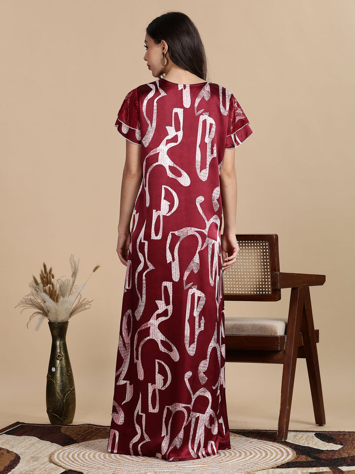 Cherry Mocha Premium Satin Nighty for Women