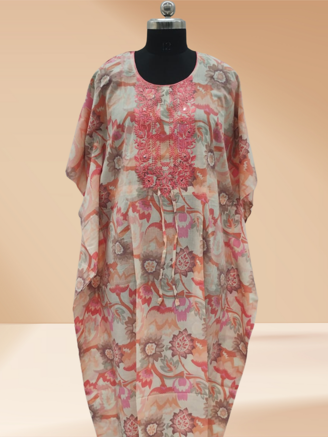 Coral Peach Kaftan Nightdress for Women