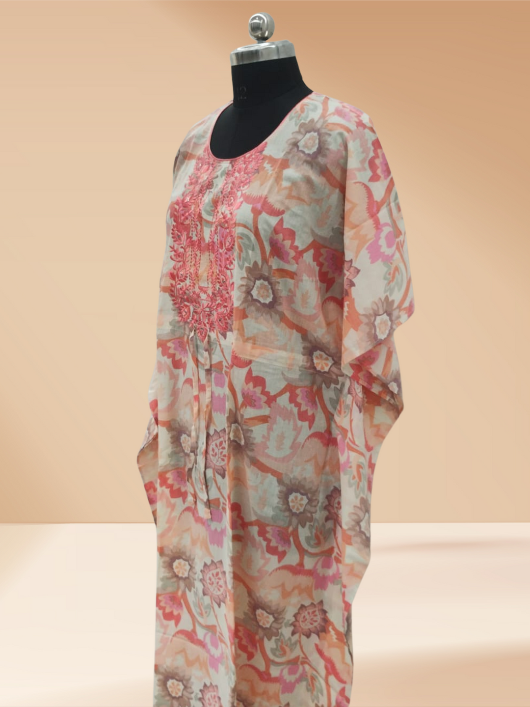 Coral Peach Kaftan Nightdress for Women