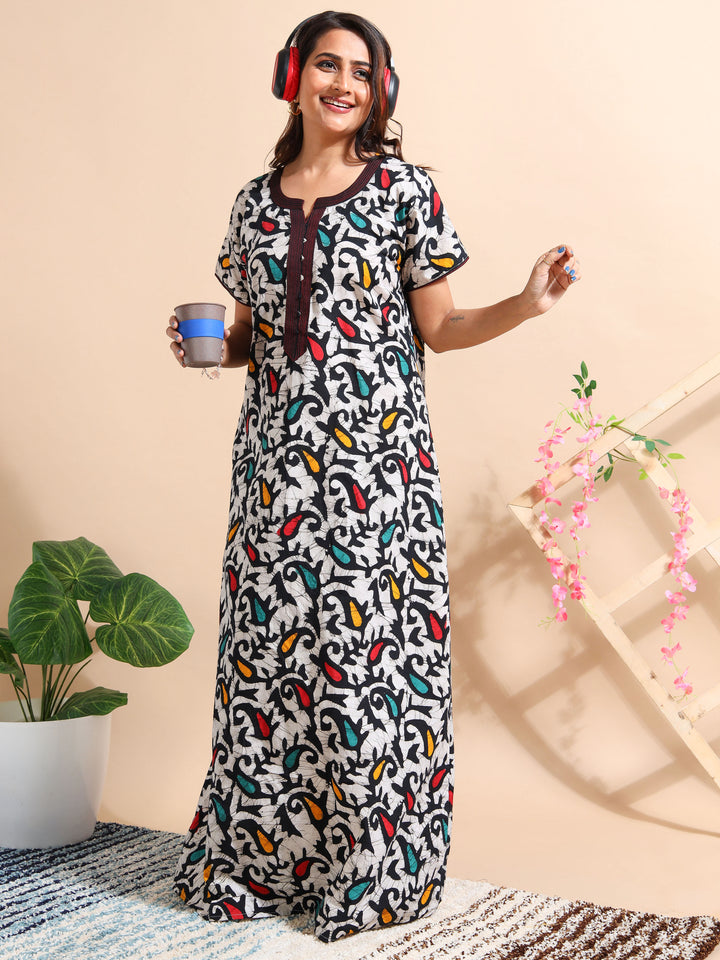 Cotton Batik Print Nighty For Women