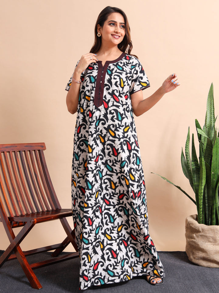 Cotton Batik Print Nighty For Women