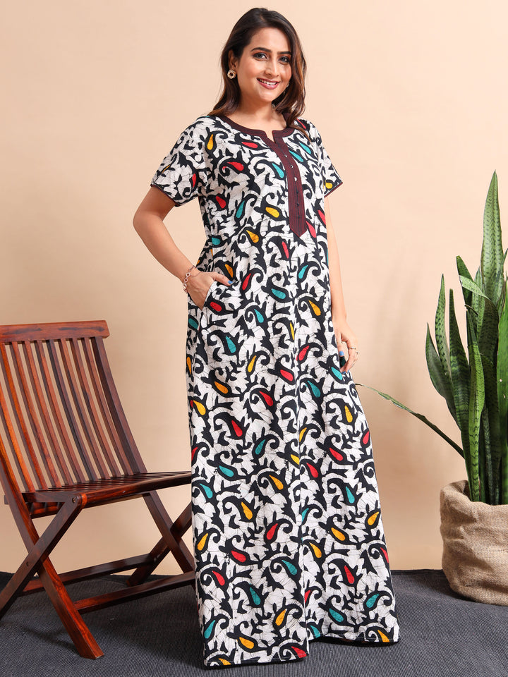 Cotton Batik Print Nighty For Women