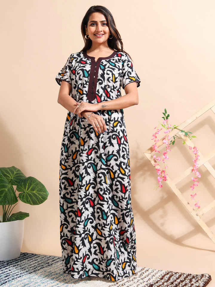 Cotton Batik Print Nighty For Women
