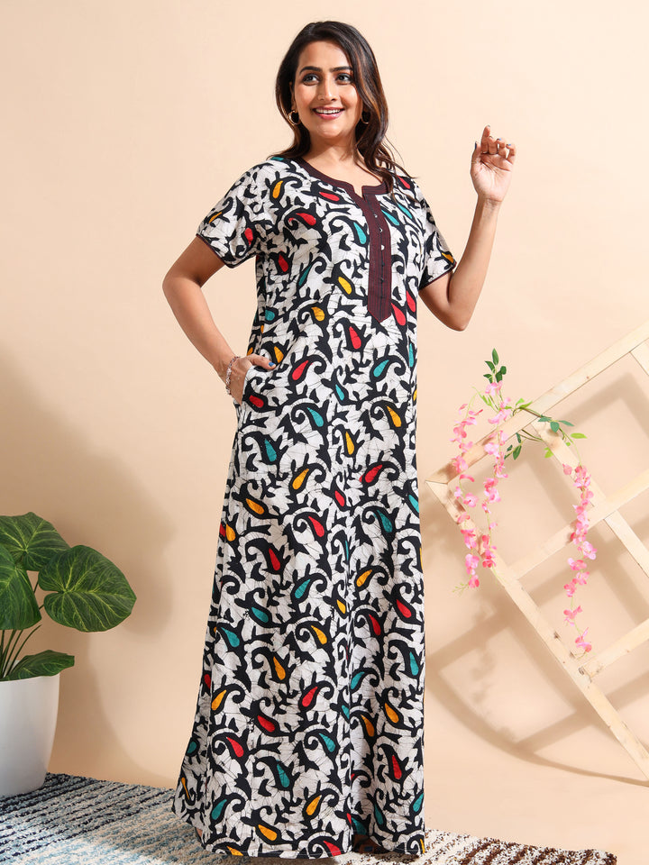 Cotton Batik Print Nighty For Women