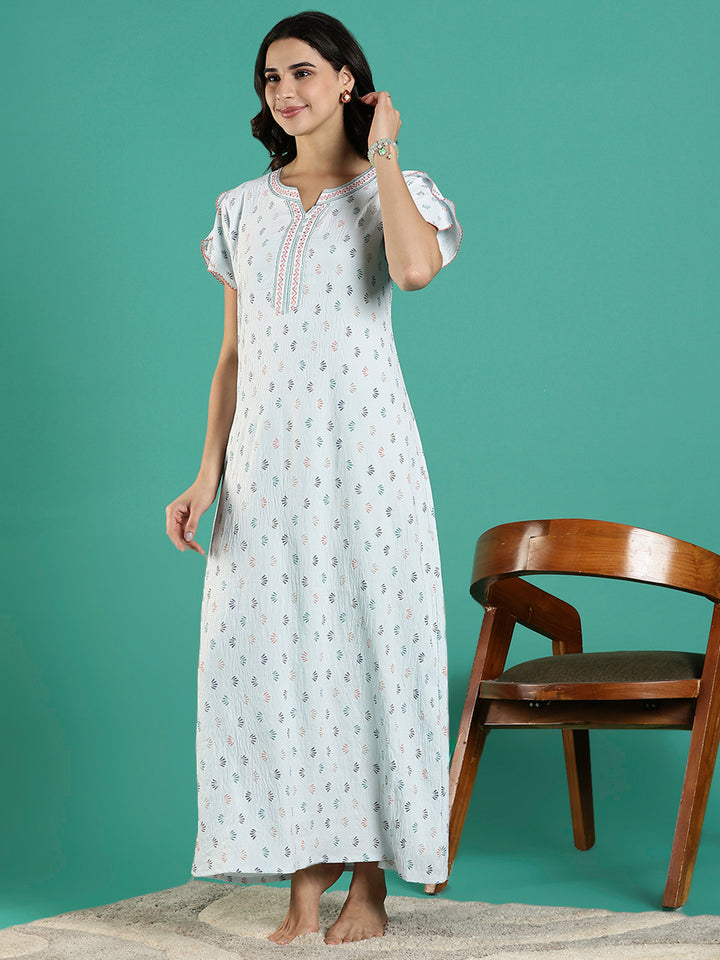 Premium Crush Cotton Designer Nighty for Women