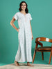 Premium Crush Cotton Designer Nighty for Women in Powder Beige