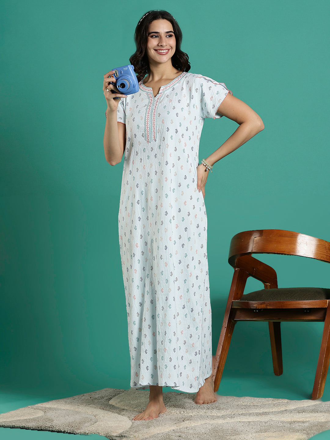 Premium Crush Cotton Designer Nighty for Women