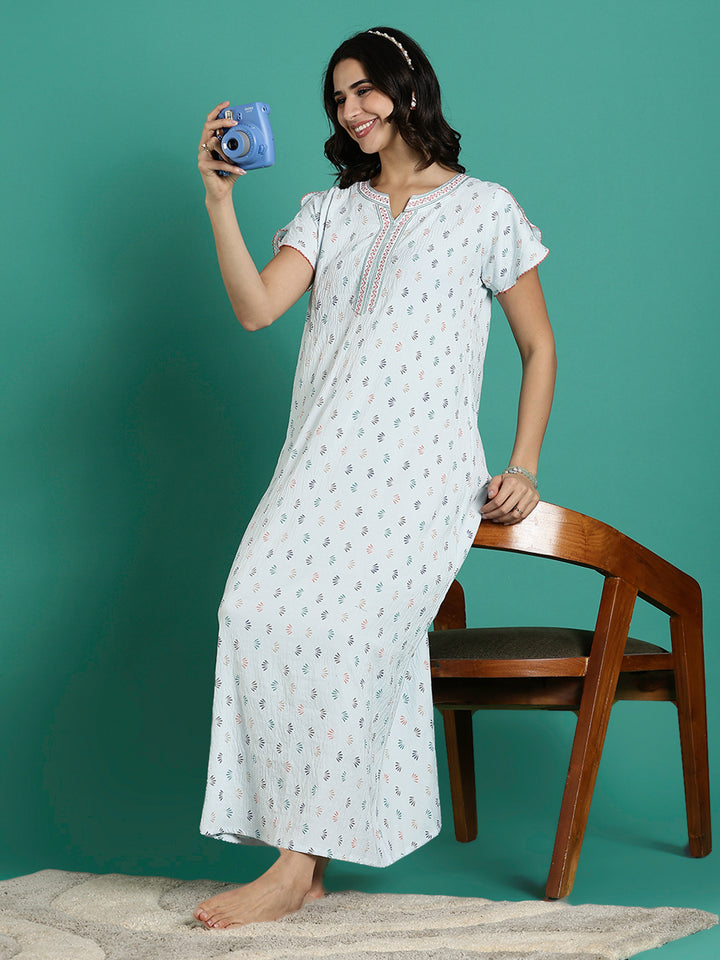 Premium Crush Cotton Designer Nighty for Women